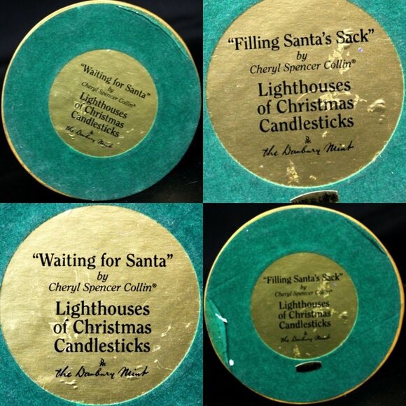 2 Danbury Cheryl Collin Lighthouse Xmas Candlestick Filling Santa Sack Waiting - Picture 13 of 13